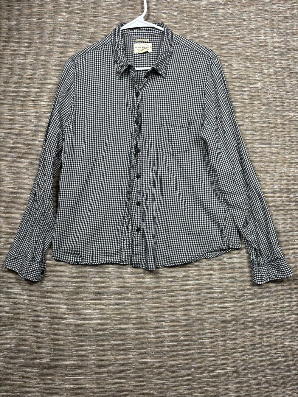Denim & Supply Ralph Lauren Shirt Womens XL Blue Gingham Button Front Cotton